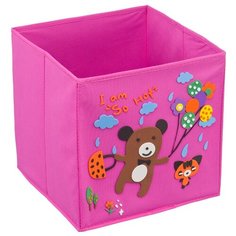 Кофр с аппликацией "Мишка с котиком", Д300 Ш300 В300, розовый Handy Home