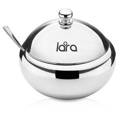 LR08-36 SS LARA Сахарница с ложкой 560мл, сталь, крышка из полированной стали