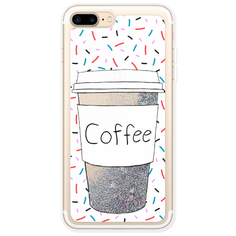Жидкий чехол с блестками Coffee прозрачный стакан на iPhone 7 Plus Серебристый Case Place