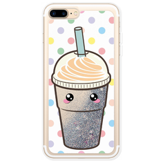 Жидкий чехол с блестками Милый стакан на iPhone 7 Plus Серебристый Case Place