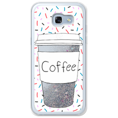 Жидкий чехол с блестками Coffee прозрачный стакан на Samsung Galaxy A3 2017 Серебристый Case Place