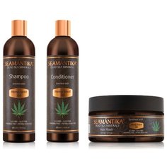 SEAMANTIKA Набор: Шампунь минеральный для волос с конопляным маслом Hemp Seed Oil (для всех типов волос) 400 мл, Кондиционер минеральный для волос с конопляным маслом Hemp Seed Oil (для всех типов волос) 400 мл, Маска минеральная для волос с конопляны