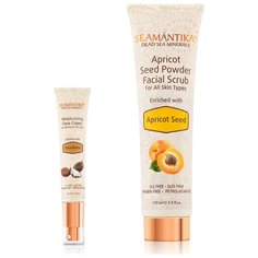 SEAMANTIKA Набор: Скраб для лица Apricot Seed на абрикосовых косточках (для всех типов кожи) 100 мл, Крем увлажняющий для лица с маслом ши Shea Butter (для нормальной и сухой кожи) 40 мл, Израиль