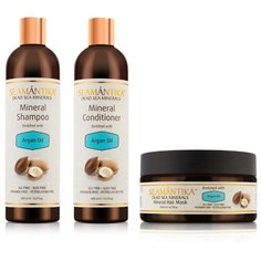 SEAMANTIKA Набор: Шампунь для волос Аrgan Oil с аргановым маслом и минералами Мертвого моря (для всех типов волос) 400 мл, Кондиционер для волос Argan Oil с аргановым маслом и минералами Мертвого моря (для всех типов волос) 400 мл, Маска для волос Arg
