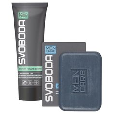 Набор SVOBODA MEN CARE: Крем после бритья 80 г и Мыло твердое с активированным углем 100 г Свобода