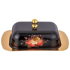 Масленка с металлической крышкой Agness, серия "Роскошный сад", 19х12х7 см (912-035)