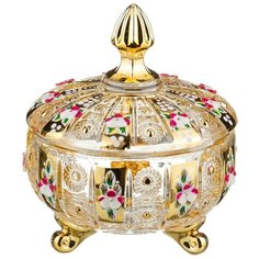 Конфетница с крышкой lefard gold glass диаметр 12 см высота 14 см Lefard (195-103)