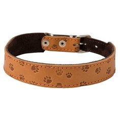 Ошейник для собак кожанный коричневый CHOKERZ лапки. Длина 40-50 см. Ширина 20 мм.