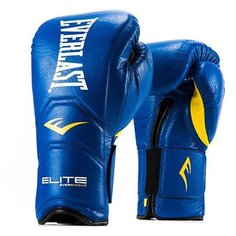 Перчатки тренировочные на липучке Everlast Elite Pro 16oz синие