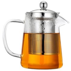 Заварочный чайник с металлическим фильтром, из термостойкого стекла, круглой формы, 550 мл, 12,2х9,5 см, MARMA MM-TPT-23