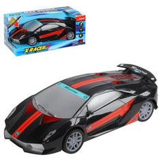 Машинка детская инерционная со светом и звуком, на батарейках, цвет желтый, в/к 29*13,5*12см Компания Друзей