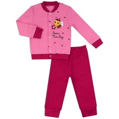 Комплект для девочки КМ-1409-д, Утенок, джемпер на клепках и брюки, размер 60(рост 92) малина_пчелка