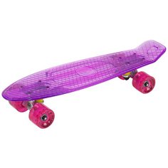 Скейтборд City-Ride, детский для девочек и мальчиков, подростковый, прозрачный, фиолетовый, пенни борд, пениборд, круизер, пластборд, дека 22 х 6 дюймов, колеса 59 х 43 мм, жесткость колес 78А, ABEC-7
