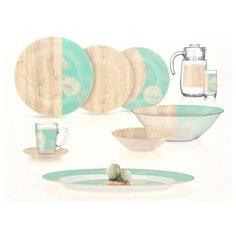 Столовый сервиз AMB NORDIC HEVEA TURQUOISE 46 предметов 6 персон Luminarc