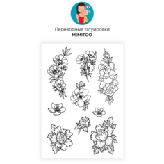 Переводные мини тату - Цветы контур/ временные тату/ временные татуировки Mimitoo