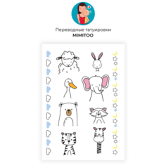Переводные мини тату - Мордашки звери/ временные тату/ временные татуировки Mimitoo