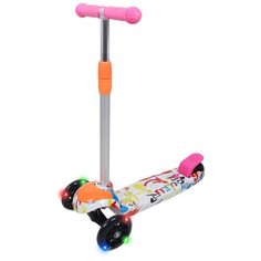 Самокат Alis Верный,свет, регулир.ручка, тормоз, граффити розовый