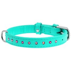 Ошейник кожаный для собак с клеевыми стразами ментол 12 мм 21 - 29 см Collar WauDog Glamour (1 шт)