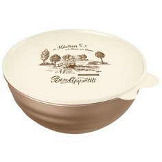 Миска с крышкой и декором 3,7л (Темно-бежевый) Phibo