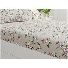 Простынь на резинке "Нарциссы" 90х200 см , лён Сказка