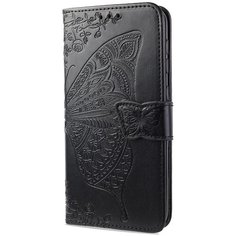 Чехол портмоне подставка для Xiaomi Poco M3 с декоративным тиснением на магнитной защелке черный 100gadgets