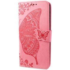 Чехол портмоне подставка для Xiaomi Poco M3 с декоративным тиснением на магнитной защелке розовый 100gadgets