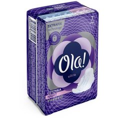 Ola! прокладки Ultra Night Бархатистая сеточка, 6 капель, 7 шт.