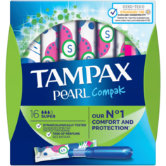 TAMPAX тампоны Compak Pearl Regular Duo с аппликатором, 2 капли, 16 шт.