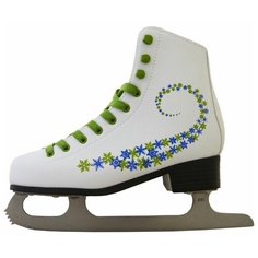 Фигурные коньки Novus AFSK-20 белый/зеленый/сине-зеленые звезды р. 32