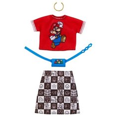 Barbie Комплект одежды и аксессуаров для куклы Барби Super Mario GHX96 красный/черный/белый