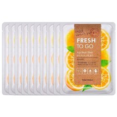 TONY MOLY Fresh To Go Yuja Mask Sheet с цитрусом юдзу для сияния кожи, 25 г, 10 шт.