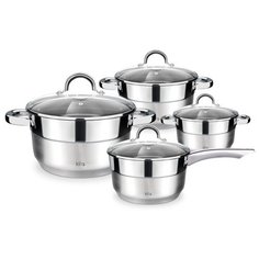 Набор посуды LARA серия AURORA 8 пр. кастр. 2.0+3.8+6.3+2.0л индукц. 9-ти ступ. капс. дно LR02-113