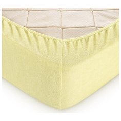 Простыня на резинке махровая, желтая, 160х200х30 Текс Дизайн