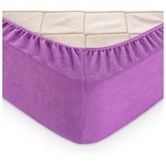 Простыня на резинке махровая, сиреневая, 90х200х30 Текс Дизайн