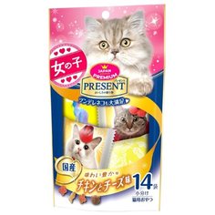 Хрустящее лакомство PRESENT для избалованных кошек на основе японского цыплёнка в сырном соусе, 42г Japan Premium Pet