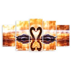 Модульная картина на холсте "Лебеди в закате" Modulka.Ru