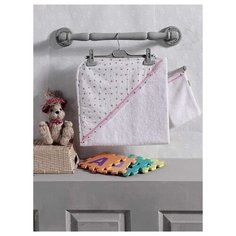 Полотенце (уголок+варежка) 100% хлопок, размер 75*75 см, "Cute Bear" (pink) Kidboo