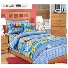 Детское постельное белье, Машинки 1 (голубой), бязь, ясельный Текс Дизайн