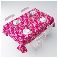 Скатерть с пропиткой Гибискус на красном размер 140 х 220 Сирень