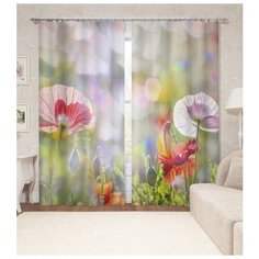 Фотошторы "Нежные маки", 145*260 2 шт. Сирень