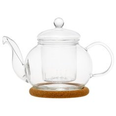 Заварочный чайник из жаропрочного стекла "Подснежник" с колбой, пружинкой-фильтром в носике и пробковой подставкой, 350 мл, дно d70 мм Wintergreen Tea&Coffee
