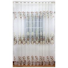 Тюль с вышивкой "Raffaello",K5vSHEER, молочный, розово-голубой, 420*270 см Византия