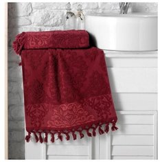 Полотенце махровое "KARNA" жаккард с бахромой OTTOMAN; Бордовый ; Размер: 50 х 90