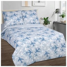 Детское постельное белье Самолетики голубой, 1,5 спальное, поплин Артпостель