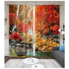 Фотошторы "Красные деревья" 150*260 2 шт. Шелковистые Сирень