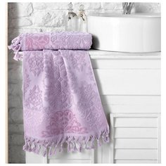 Полотенце махровое "KARNA" жаккард с бахромой OTTOMAN ; Светло-лаванда ; Размер: 70 х 140