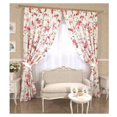 Комплект штор с подхватами 07058, 145*260 см, штора 2 шт, подхват 2 шт. Сирень