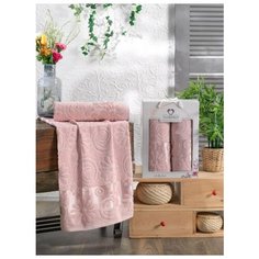 Набор полотенец "ASKABAT" махра; арт: 10911-пудра; Размер: 50 х 90 (1 шт) + 70 х 140 (1 шт) Meteor