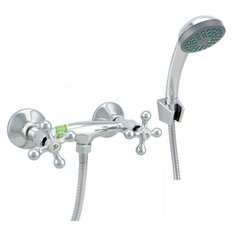 Смеситель для душа двуручный "Juguni" с металлическим шлангом, хром. лейкой и кронштейном, JGN0624