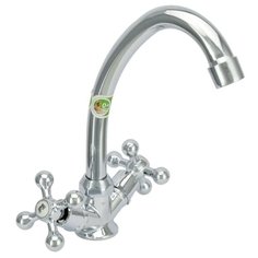 Смеситель для мойки двуручный "Juguni" с гибкой подводкой, крепление-гайка, JGN0340